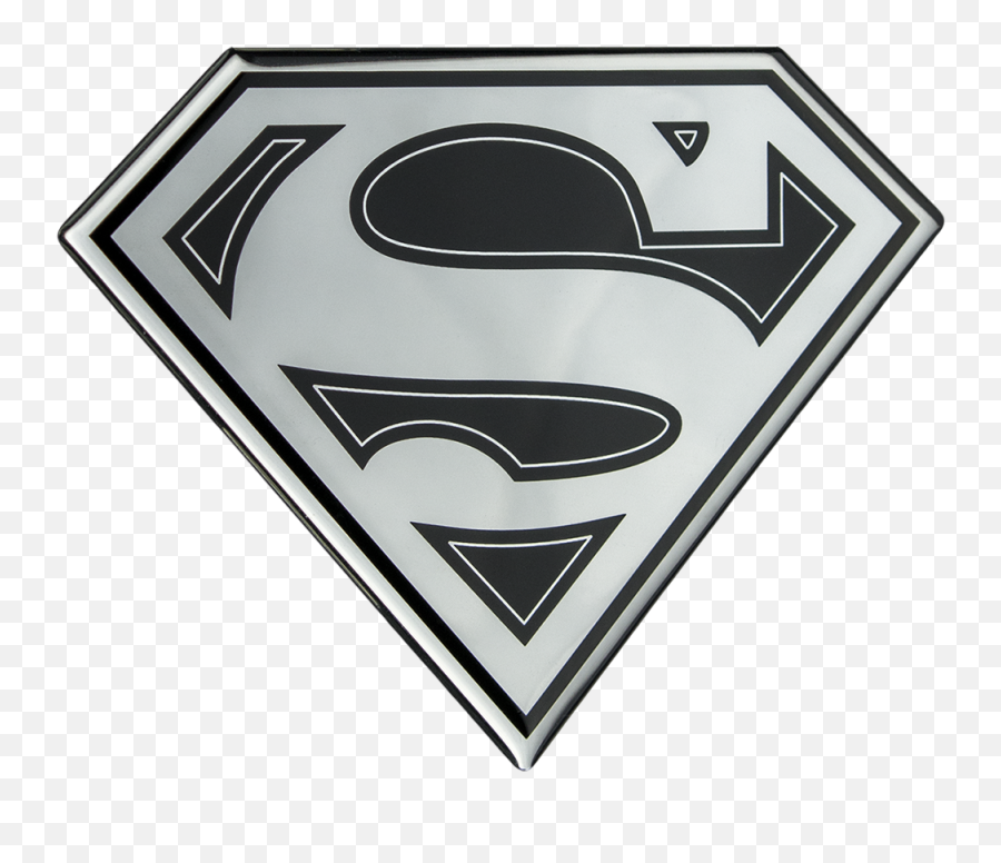 Superman Logo Black And Chrome Lensed - Superman Black Logo Png Emoji,Superman Logo