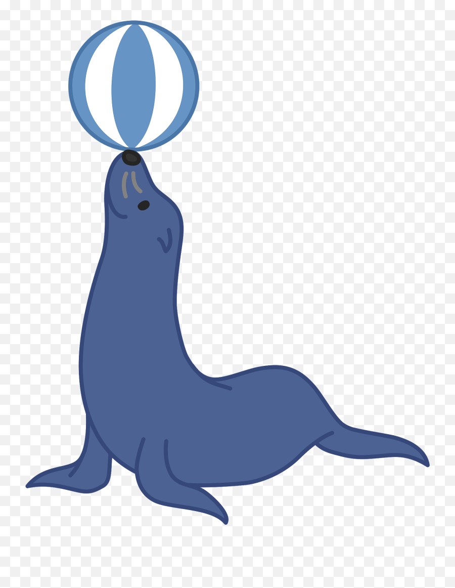 Sea Lion Animal Balancing Ball On Nose Clipart Free - Seal Balancing Ball On Nose Clipart Emoji,Nose Clipart