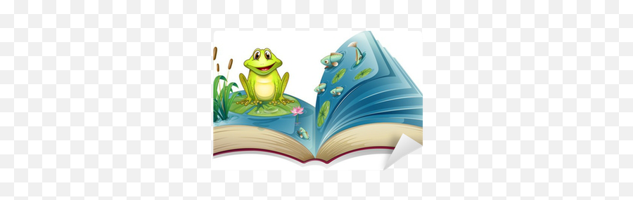 A Book With A Story Of The Frog In The Pond Wall Mural Emoji,Frog Pond Clipart