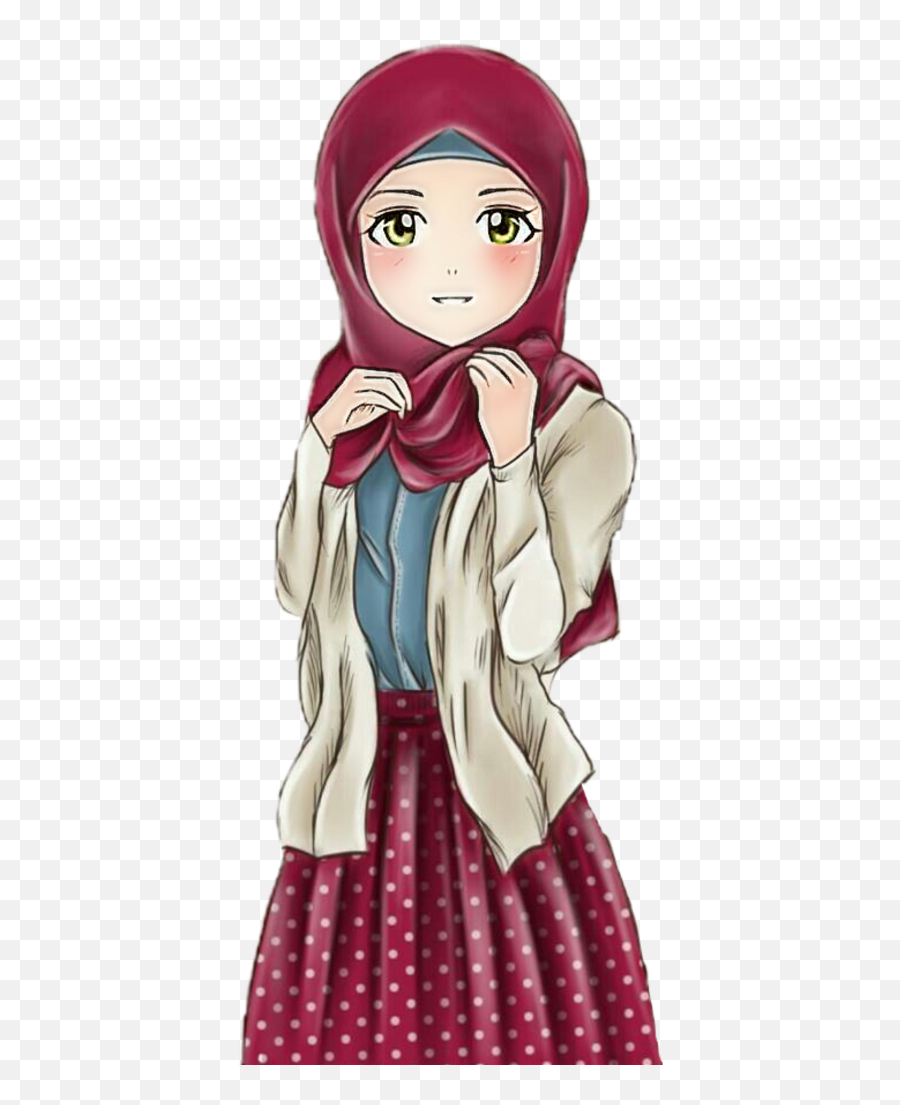 Girls Sticker - Cute Animated Hijab Girls Full Size Png Emoji,Hijab Png