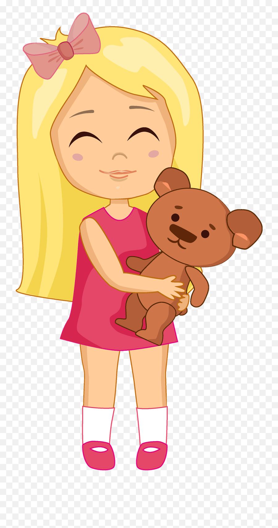 Birthday Girl With Her Teddy Bear Clipart Free Download Emoji,Teddy Bear Clipart Png
