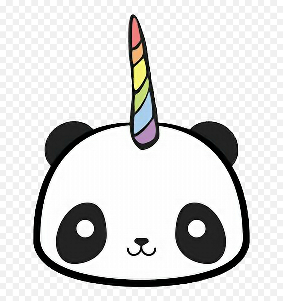 Clipart Rainbow Black And White - Unicorn Cute Panda Emoji,Unicorn Clipart Black And White