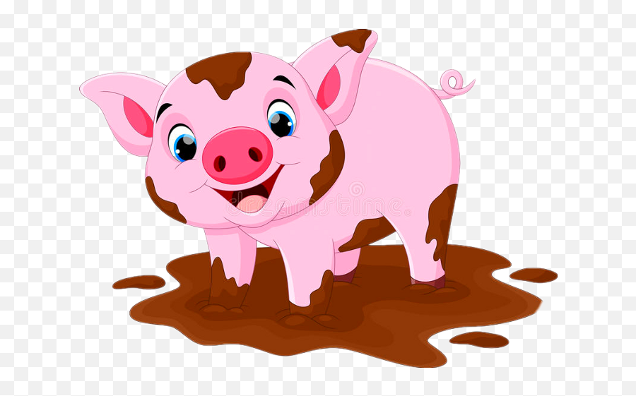 Pig In Mud Cartoon Clipart - Pig Cartoon Png Transparent Emoji,Mud Clipart
