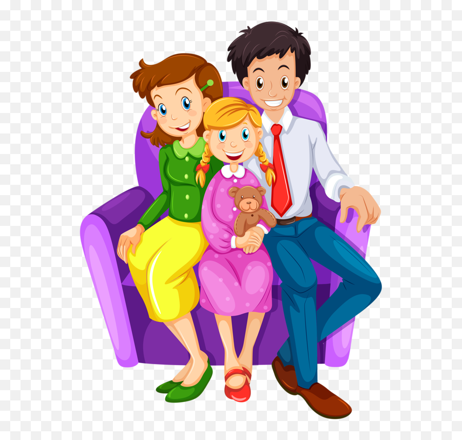 Happy Family Clipart 3 Transparent Png - Familia En Una Sala Animada Emoji,3 Clipart