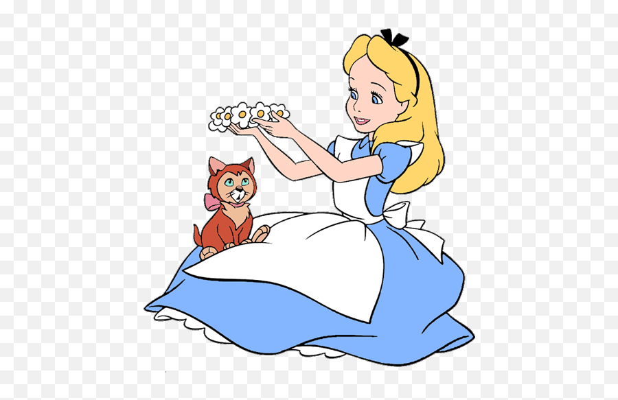 Alice In Wonderland Alice And Dinah Clip Art Images Disney - Alice Au Pays Des Merveilles Coloriage Emoji,Alice In Wonderland Clipart Black And White
