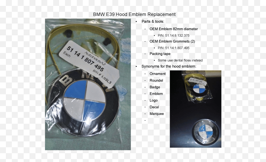 Diy How To Remove U0026 Replace A Bmw Hood Ornament Aka Badge - Bmw E39 Hood Emblem Emoji,Emblems Logo