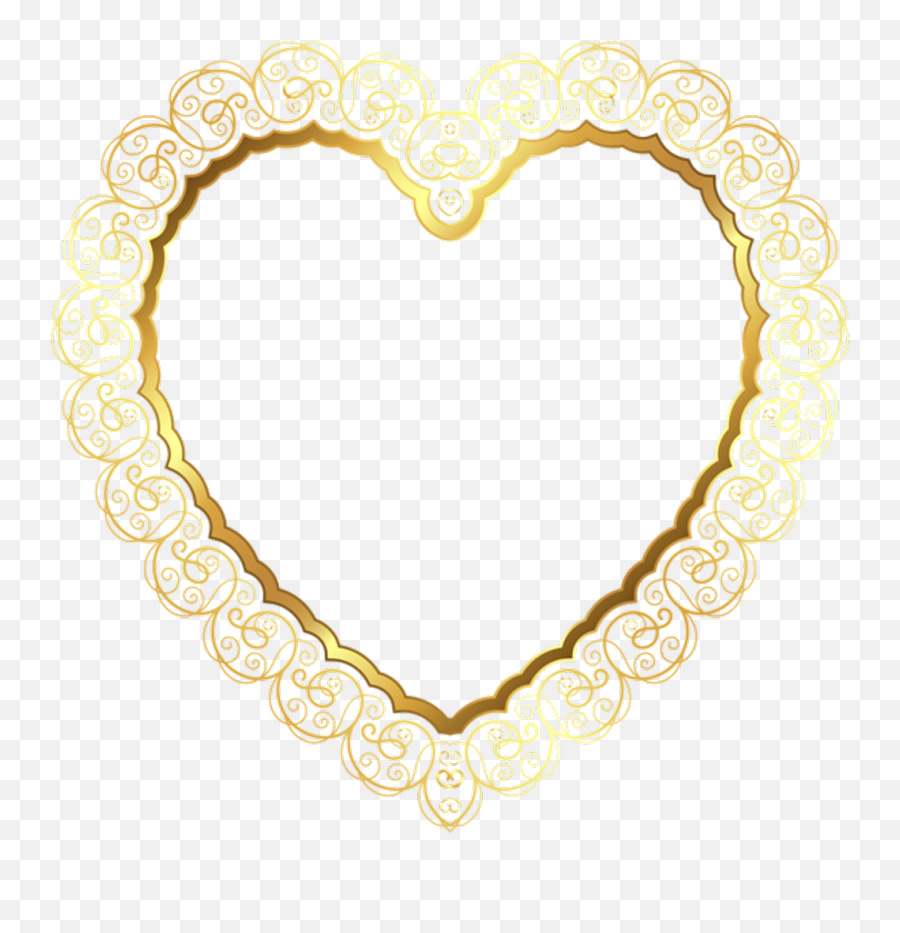Gold Lace Heart Border Decoration Frame Deco Accents - Gold Emoji,Lace Border Transparent