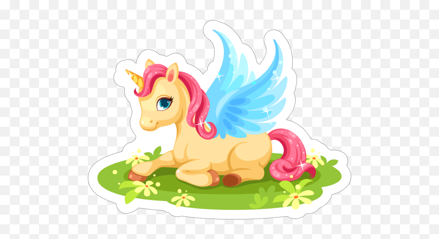 Sparkling Unicorn With Blue Wings Sticker Emoji,Unicorn Eyes Clipart