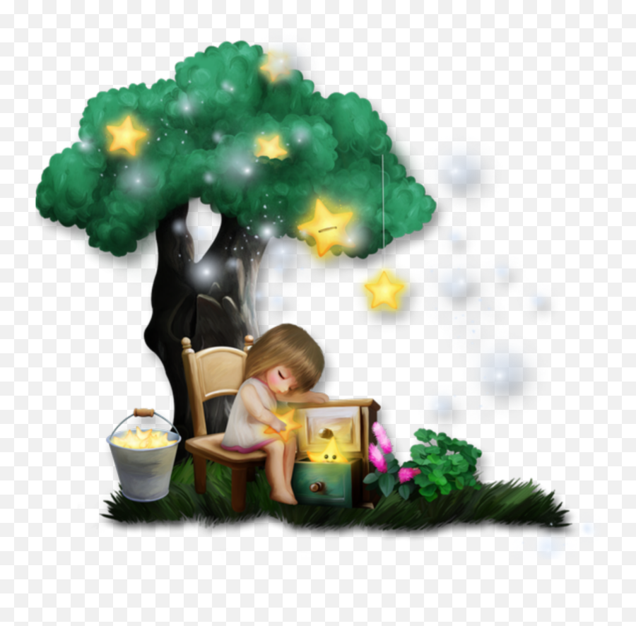 Ftestickers Fantasyart Tree Girl Sticker By Pennyann Emoji,Rest Time Clipart