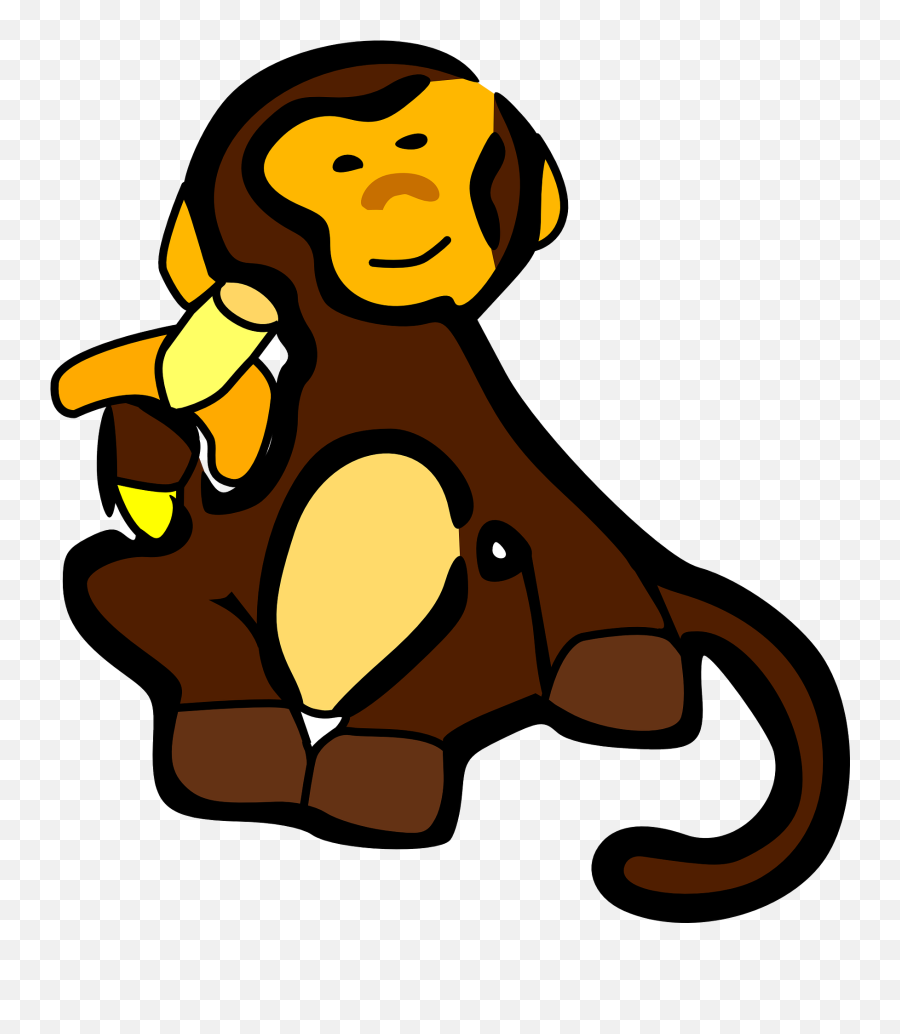 Monkey With Banana Clipart Free Image - Cartoon Monkey Eating Banana Emoji,Banana Clipart