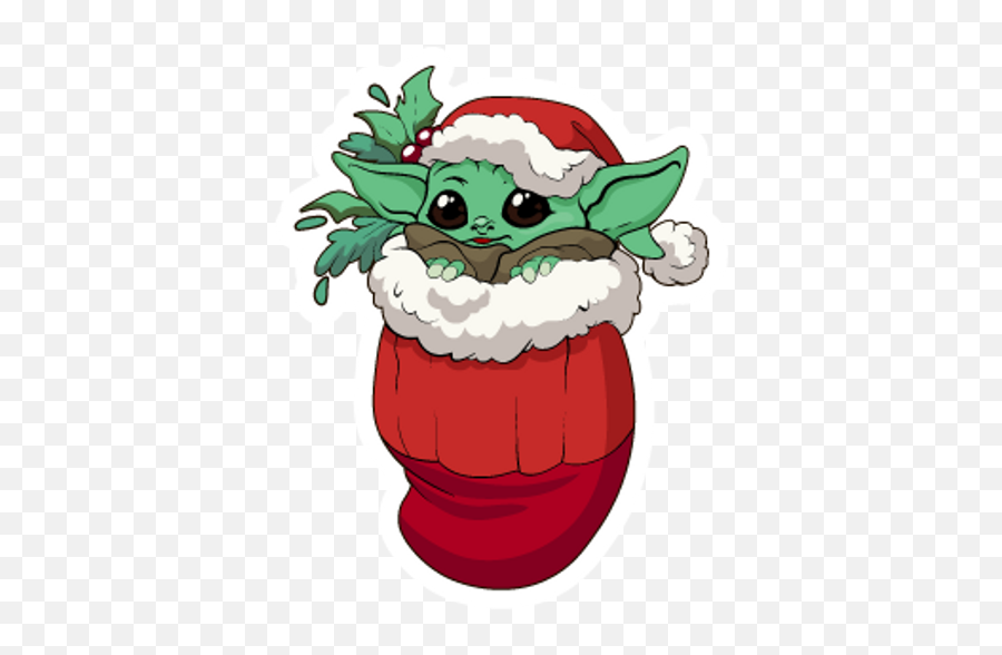 Star Wars Christmas Baby Yoda Sticker - Star Wars Christmas Clipart Emoji,Yoda Clipart