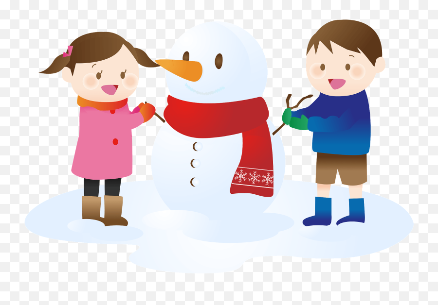 Children Are Building A Snowman Clipart Free Download Emoji,Snowman Transparent Background