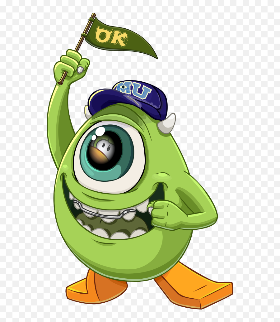 Download Hd Mike Wazowski Ok Flag - Monsters Inc University Emoji,Mike Wazowski Png