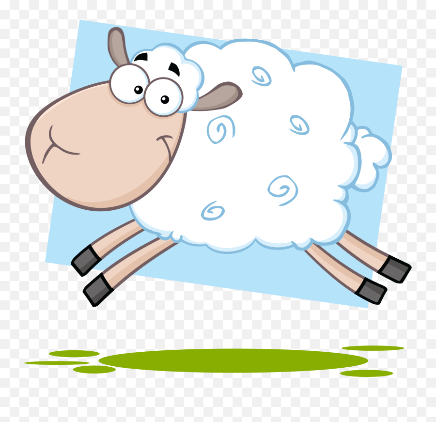 Count Sheep - Leaping Cartoon Sheep Clipart Full Size Emoji,Cute Sheep Clipart
