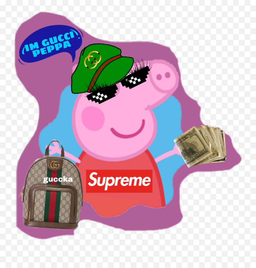 Gucci Rich Peppa - Pig Peppa Pig With Gucci Clipart Full Peppa Gucci Emoji,Gucci Png