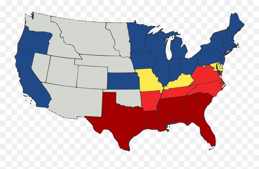 Us Secession Map 1861 - Confederate United States Civil War Map Emoji,Us Map Png