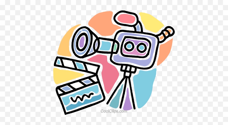 Caméra De Cinéma Avec Clap Vecteurs De Stock Et Clip - Art Claquete Em Desenho Emoji,Clap Clipart