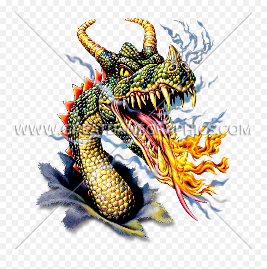 Fire Breathing Dragon Production Ready Artwork For T - Shirt Printed A Fire Breathing Dragon Emoji,Fire Dragon Png