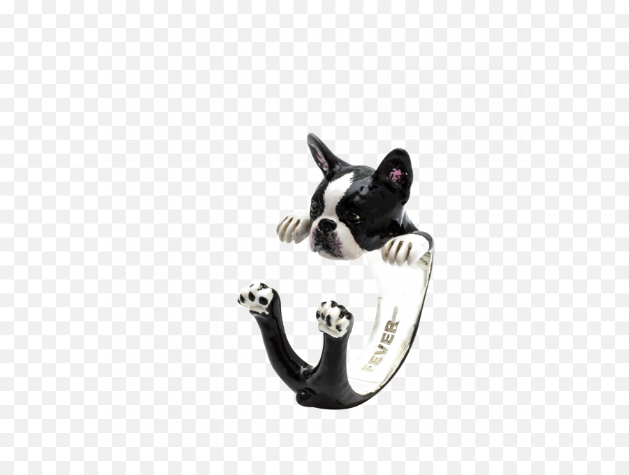Download Hd Dog Fever Enamel Boston Terrier Silver Hug Ring Emoji,Boston Terrier Png