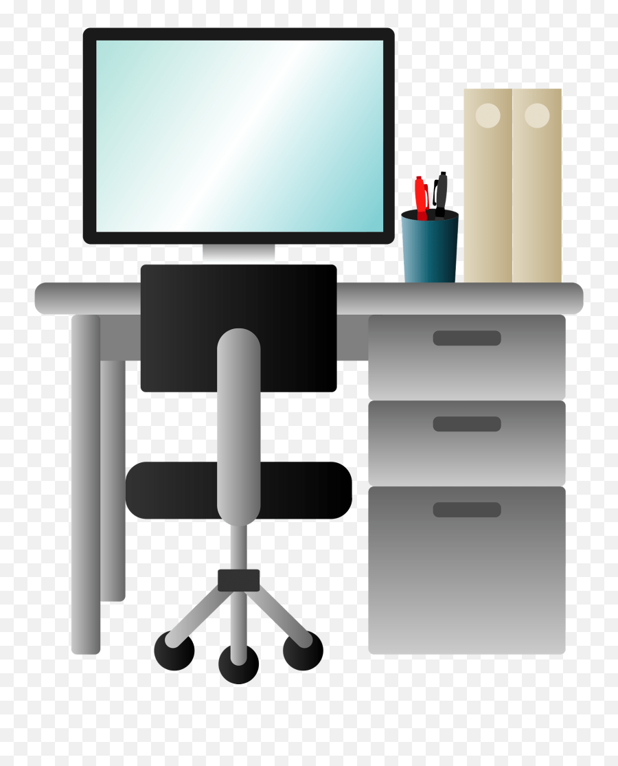 Office Desk And Chair Clipart Free Download Transparent - Desk And Chair Clipart Png Emoji,Desk Transparent