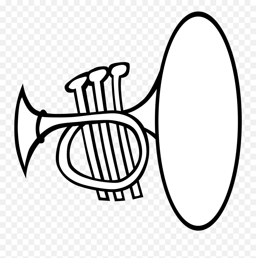 Silly Trumpet Bw Black White - Musical Instruments Clipart Black And White Emoji,Black And White Clipart