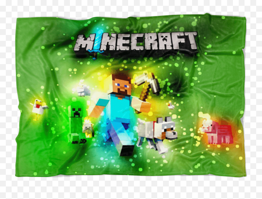 Minecraft Fleece Blanket Steve Brightum Green Blanket - Fictional Character Emoji,Minecraft Steve Transparent