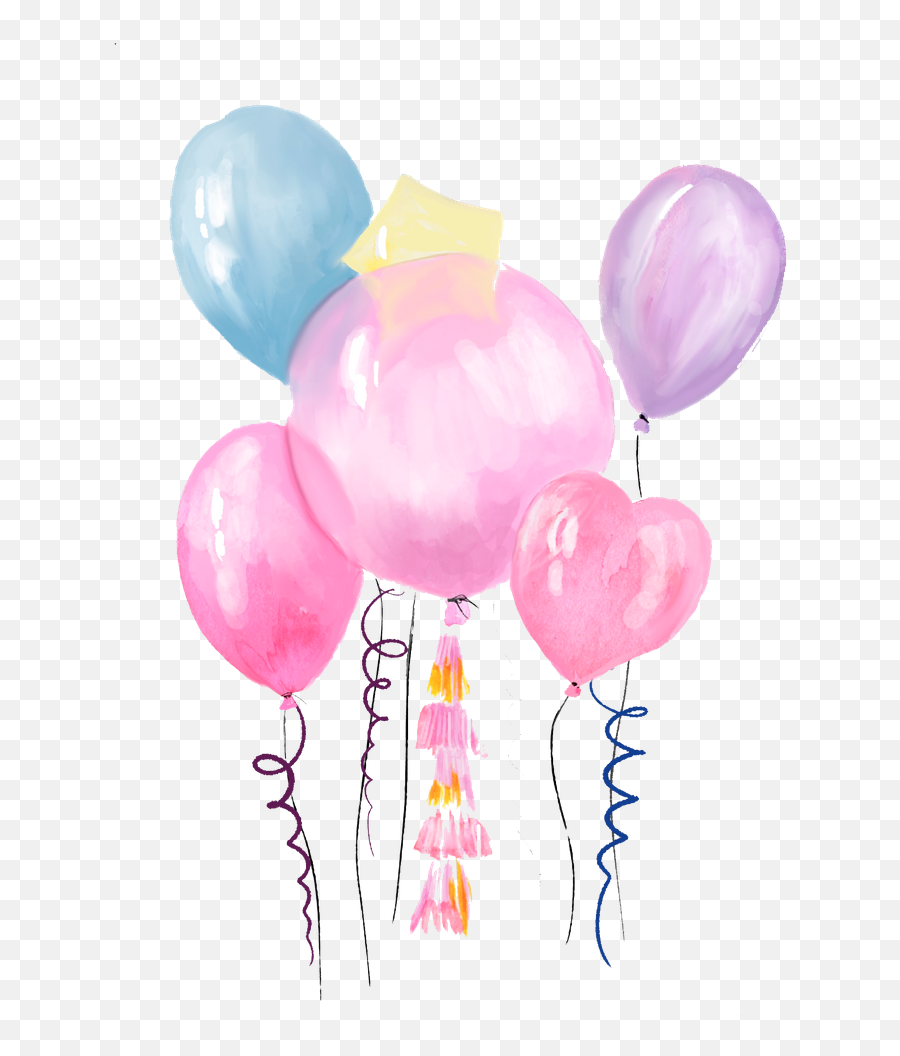 Baby Birthday Party Decor Hand Painted Illustration Pastel Emoji,Balloon Clipart No Background