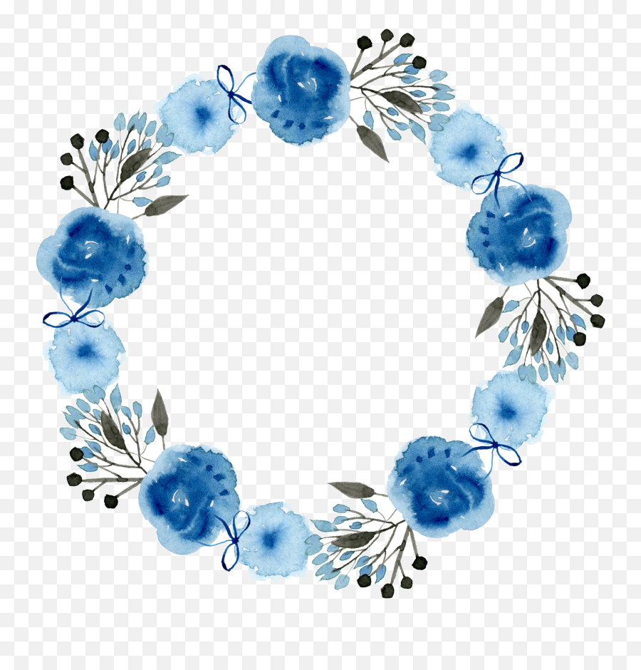 Dusty Blue Watercolor Flowers Png Emoji,Flower Garland Png