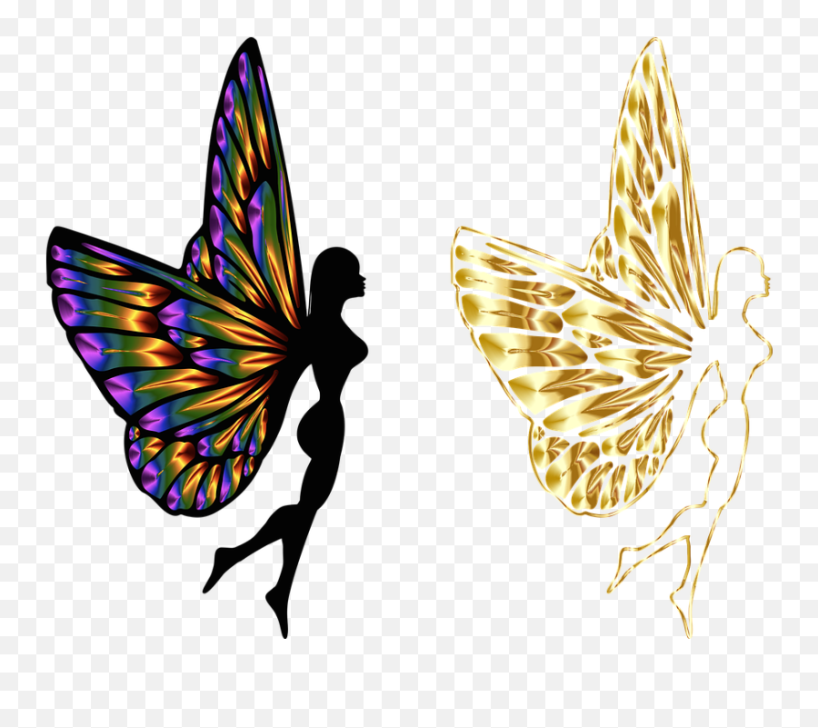Free Photo Vintage Girl Butterfly Wings Fairy Silhouette Emoji,Butterfly Wings Clipart