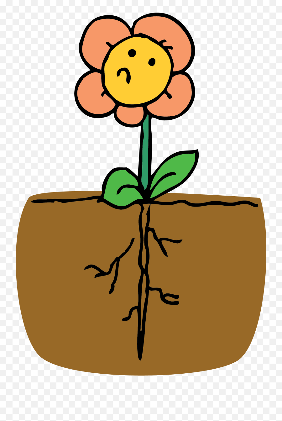 Problem Clipart Introduction - Plant Flowers Cartoon Transparent With Roots Emoji,Problem Clipart