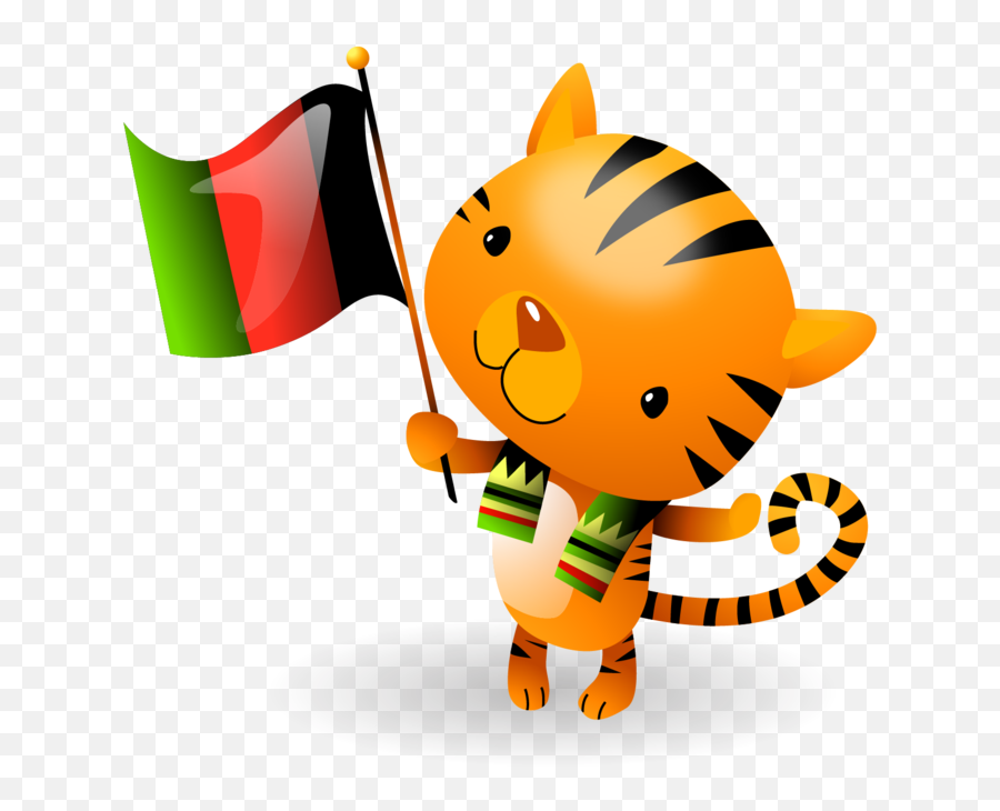 Kwanzaa Flag Waving Tiger Emoji,Kwanzaa Clipart