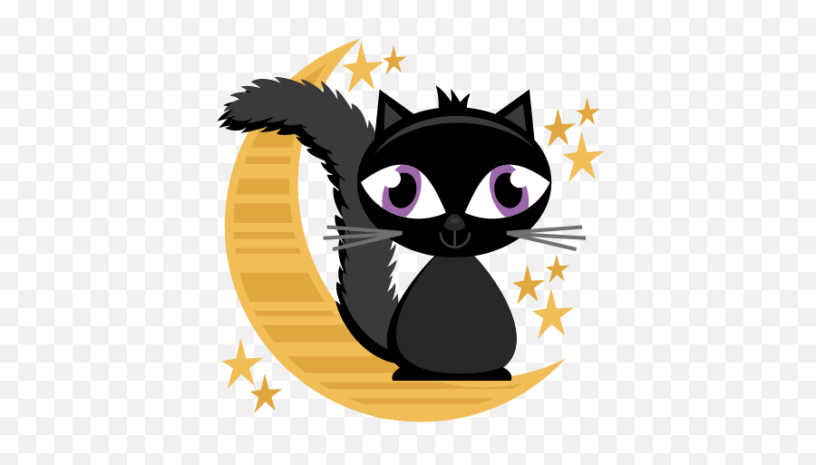 Halloween Cat On Moon Svg Cutting Files Halloween Svg - Cute Miss Kate Cuttables Moon Emoji,Cute Halloween Clipart