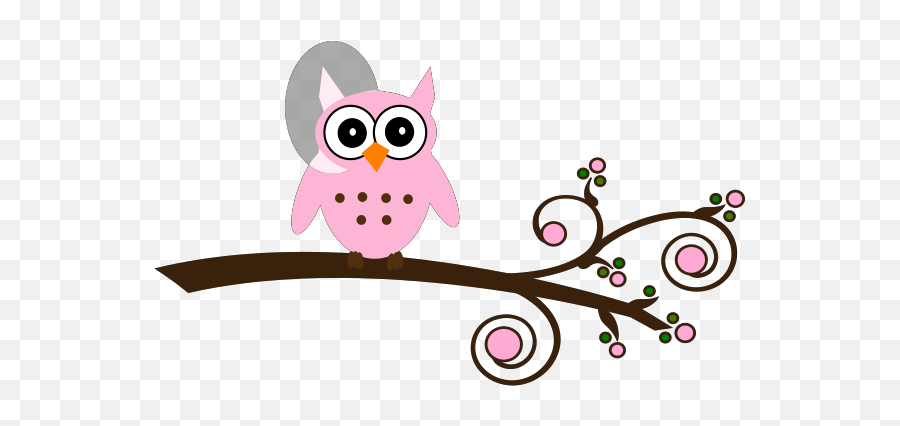 Pink Owl On Branch Svg Clipart Emoji,Owl On Branch Clipart
