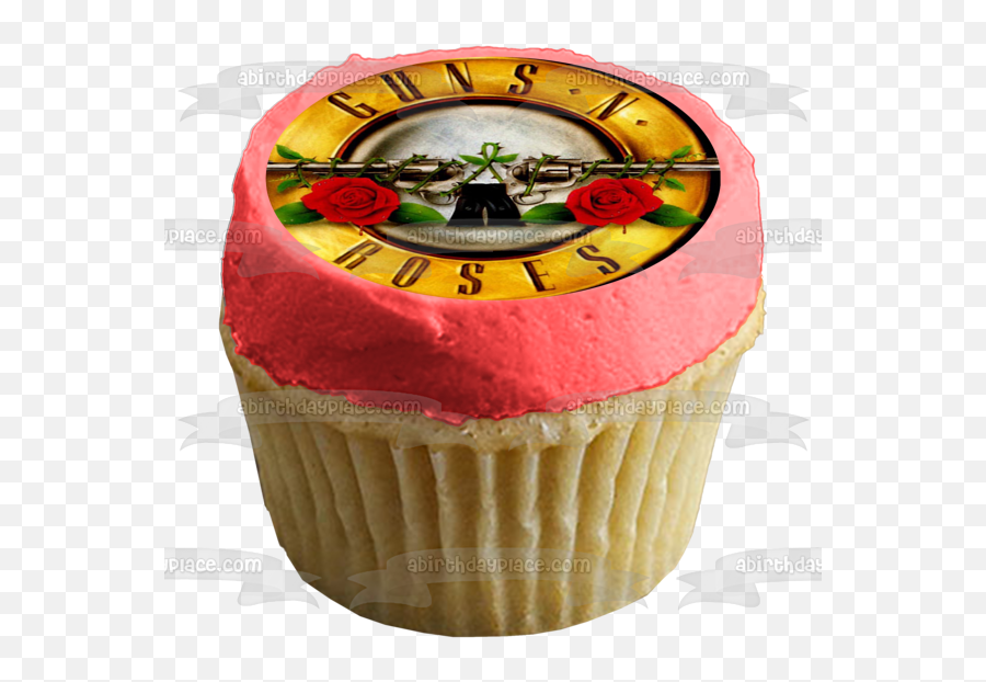 Guns N Roses Logo Rock Band Black Background Edible Cake Topper Image Abpid26877 Emoji,Roses Logo
