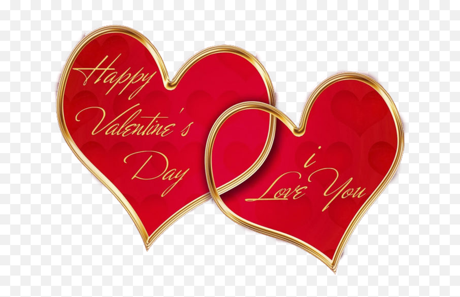 Happy Valentines Day Red Heart Golden Border Transparent Emoji,Border Transparent Background