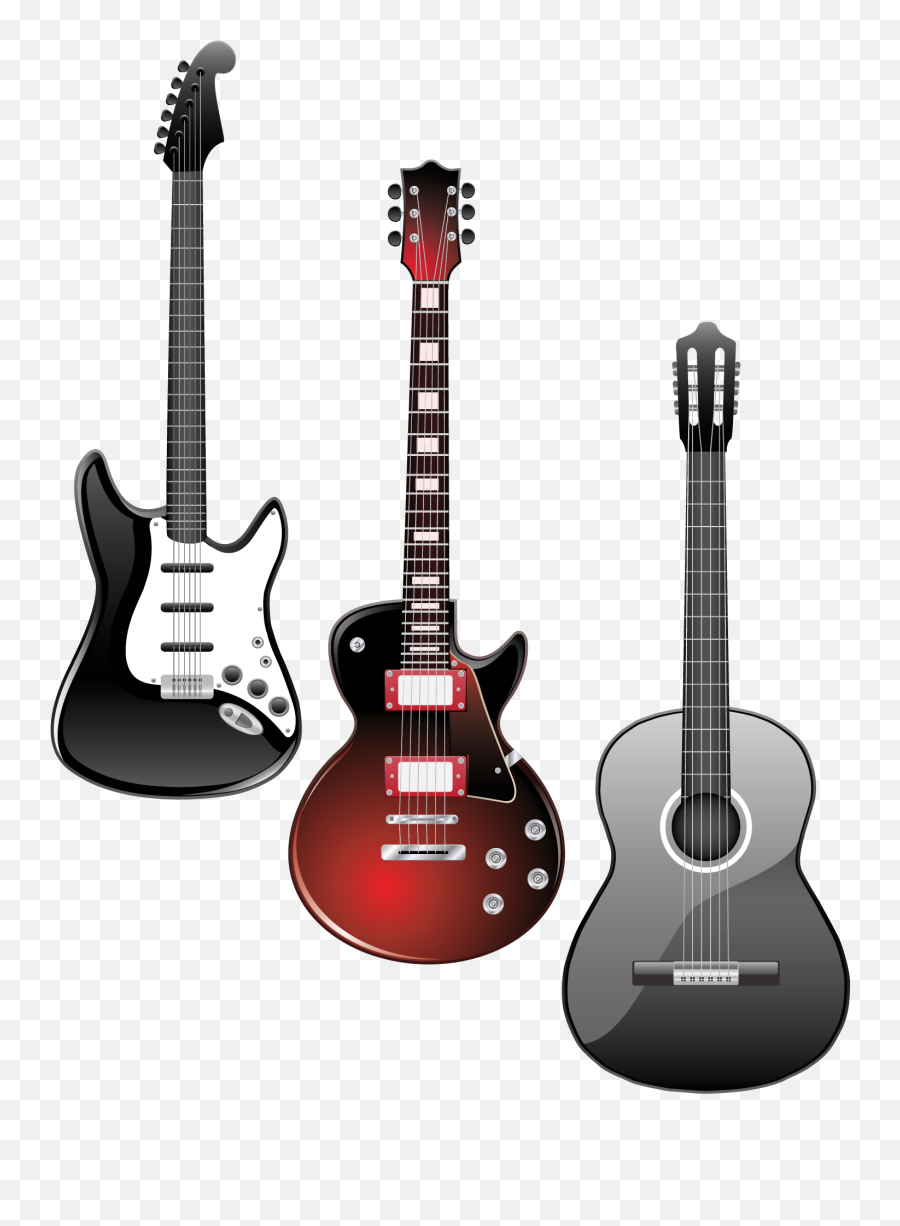 Download Electric Fender Material Three Guitar Vector - Electric Guitar Clipart Black And White Emoji,Mustang Clipart