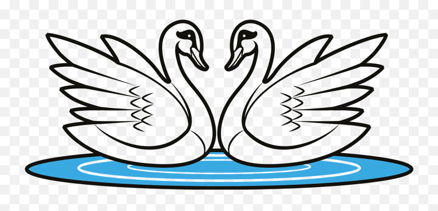 Two Swans Clipart - Swans Clipart Black And White Emoji,Swan Clipart