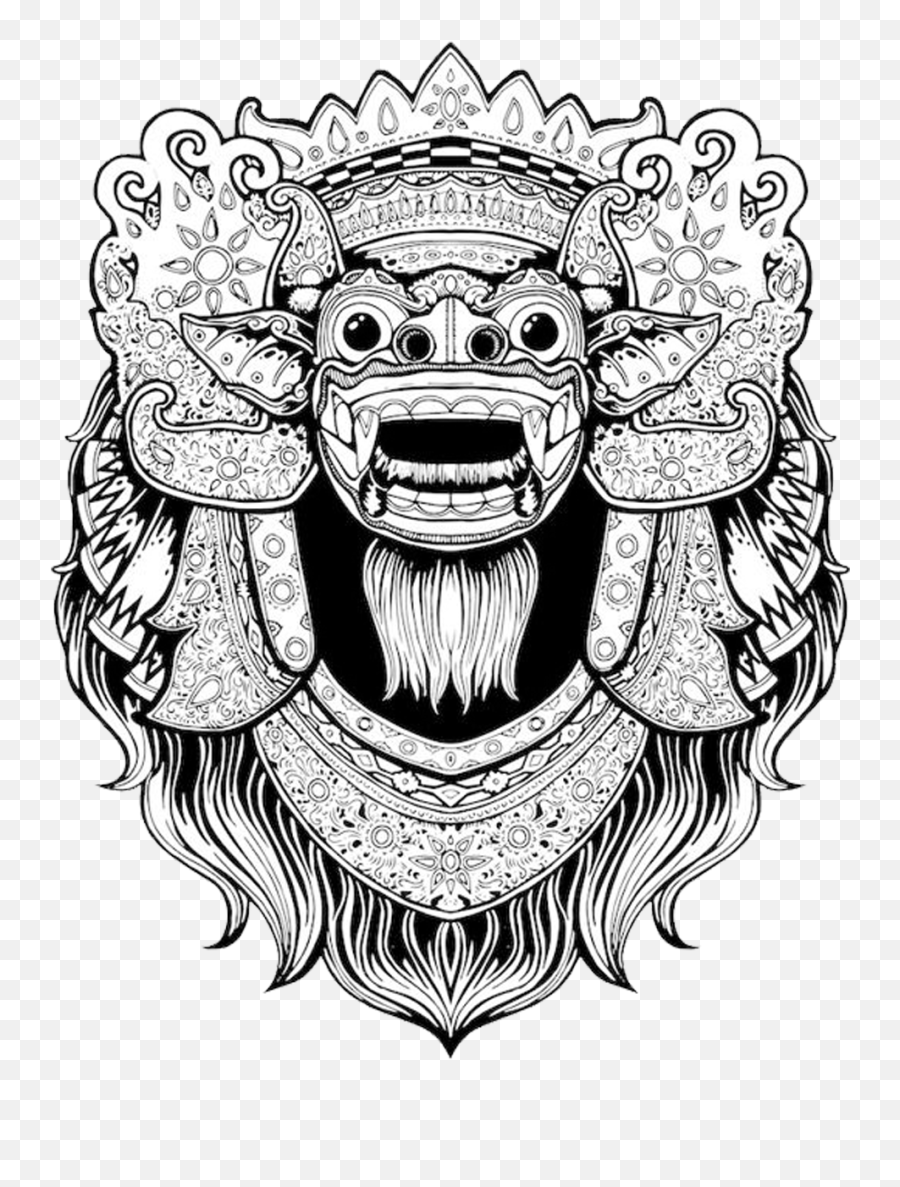 Balinese Art Bali Barong T - Shirt Drawing Clipart Barong Drawing Barong Emoji,T-shirt Clipart