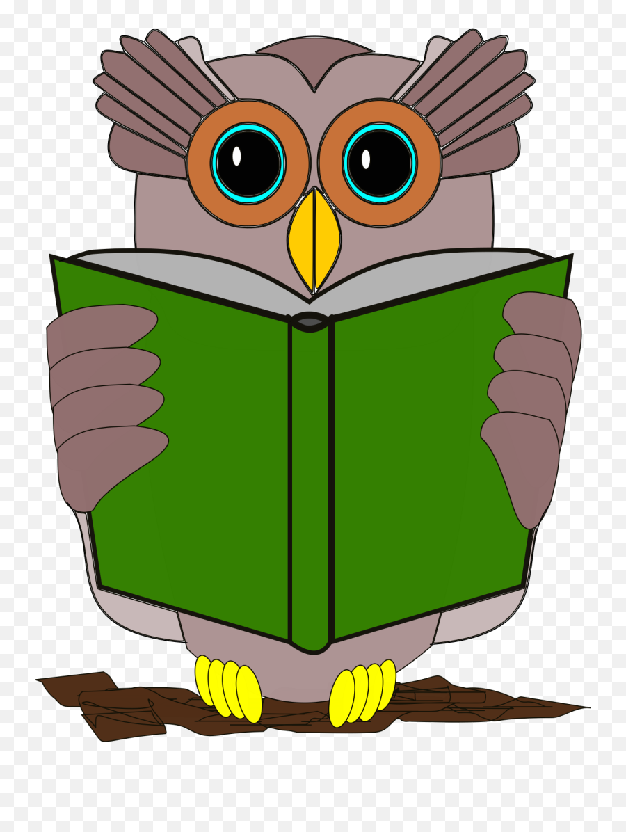 Owl Clipart Reading - Cartoon Owl With Book Gif Emoji,Owl Clipart