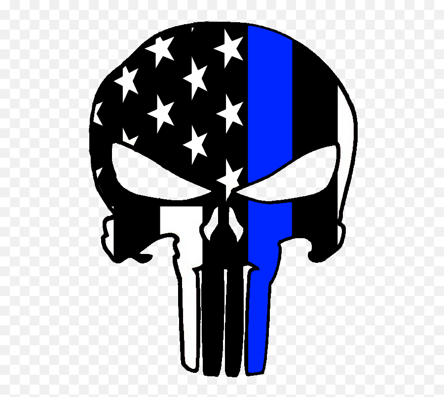 Blue Line Punisher Skull Svg Clipart - Punisher Blue Line Transparent Emoji,Punisher Skull Clipart