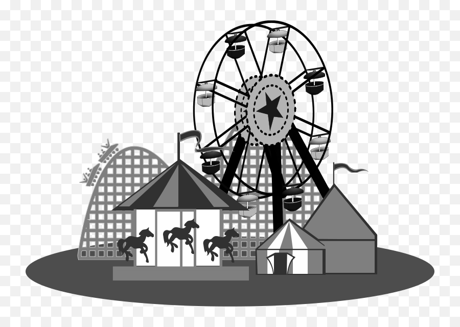 Rollercoaster Clipart Theme Park Rollercoaster Theme Park - Carnival Black And White Clipart Emoji,Roller Coaster Clipart