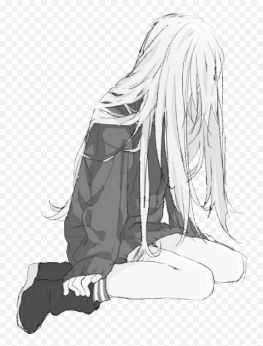 Black And White Anime Girl Sad Wallpapers - Wallpaper Cave Emoji,Anime Tears Png