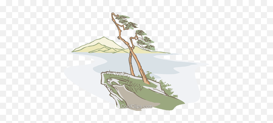 Trees On Cliff Royalty Free Vector Clip Art Illustration Emoji,Cliff Clipart