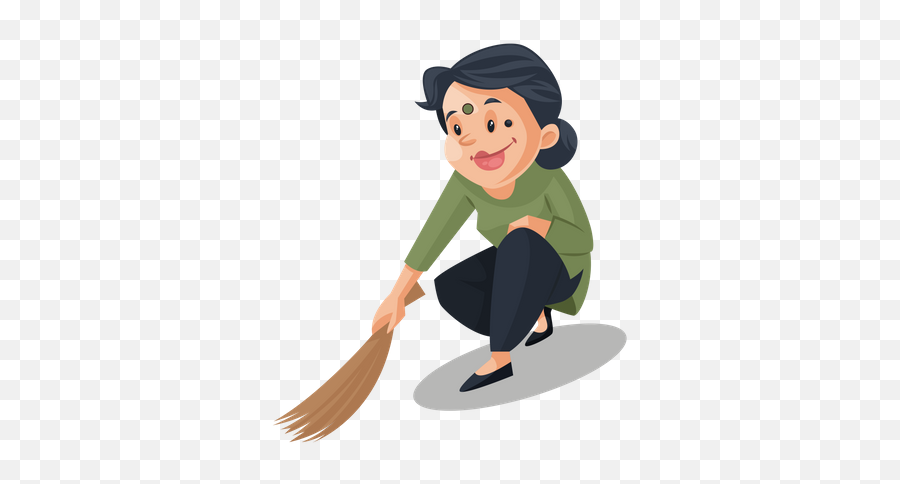 Best Premium House Maid Is Sweeping Floor With A Broom Emoji,Sweep Clipart