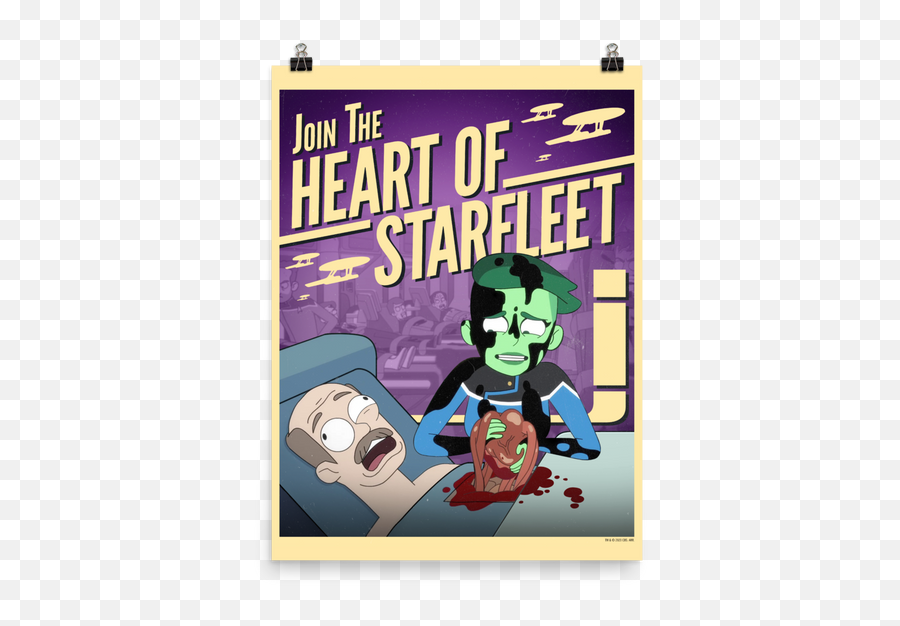Star Trek Lower Decks Heart Of Starfleet Recruiting Premium Satin Poster Emoji,Star Trek Starfleet Logo