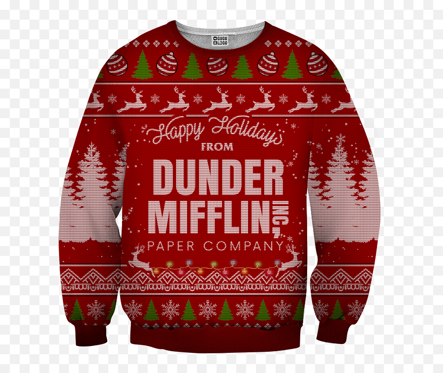 Dunder Mifflin Knitting Pattern Red - Ugly Sweaters Shopify Emoji,Dunder Mifflin Logo