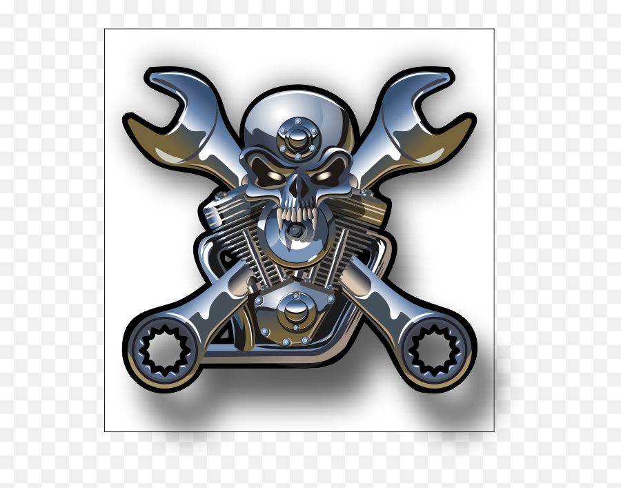 Download Hd Chrome Motorcycle Engine W Skull - Metallic Skull Metal Vector Emoji,Skulls Png