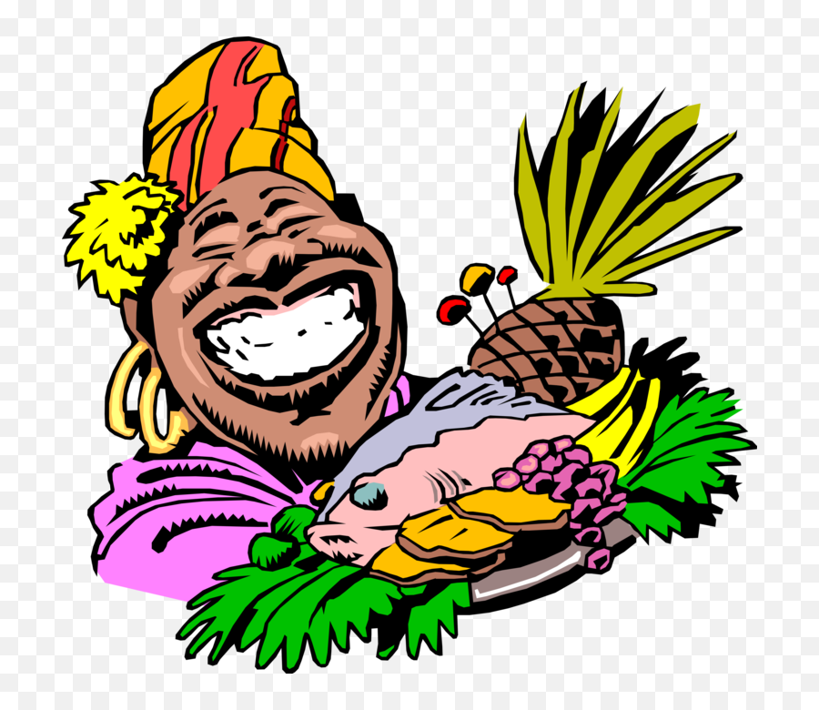 Cartoon Food Platter Royalty Free - Cartoon Jamaican Food Emoji,African American Woman Clipart