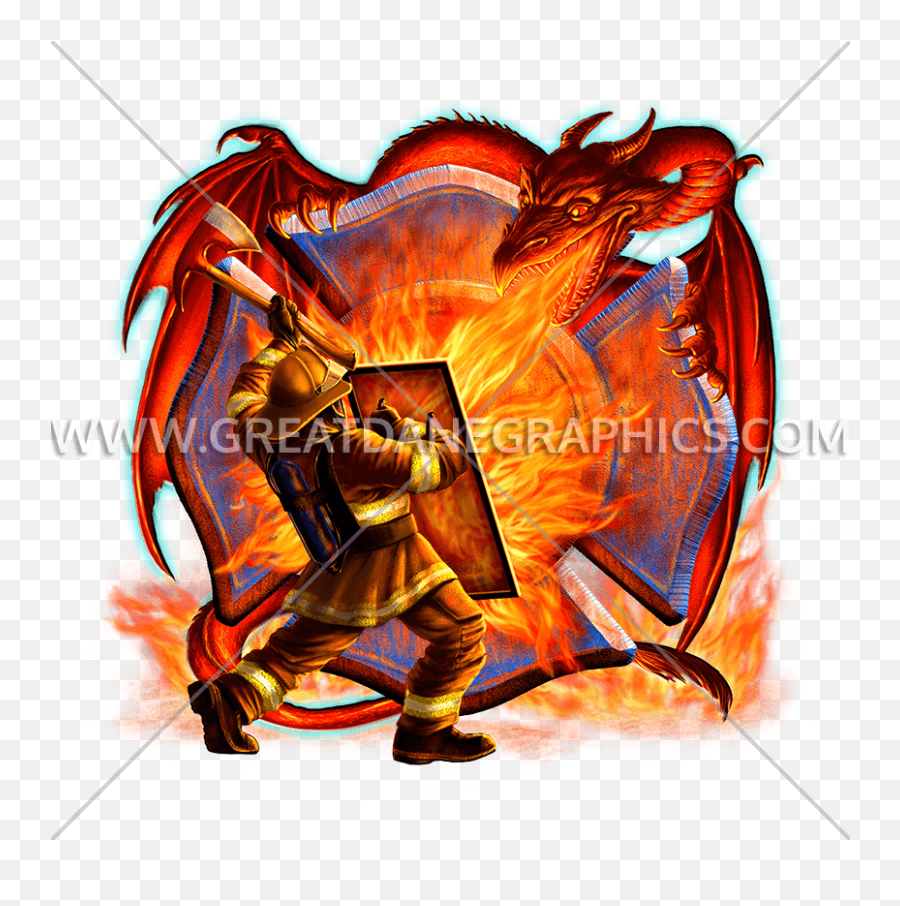 Fire Dragon Production Ready Artwork For T - Shirt Printing Fire Fighter Vs Dragon Emoji,Fire Dragon Png