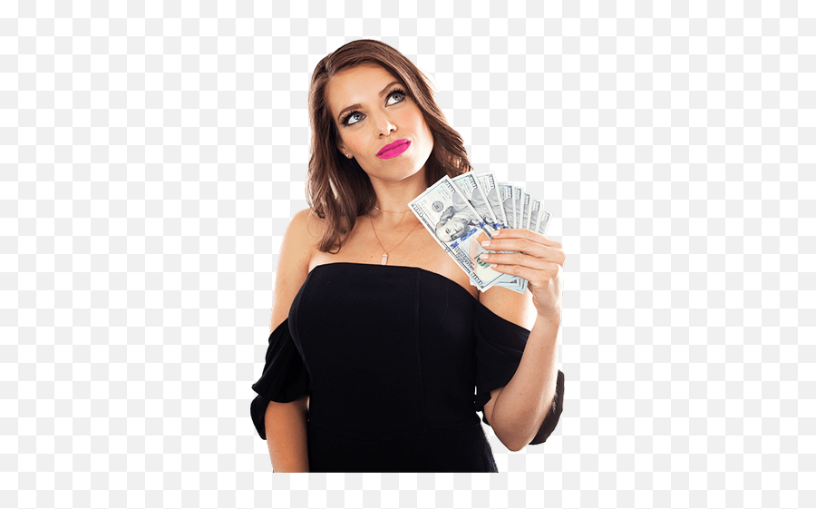 Girl Holding Money Transparent Png - Girl Holding Cash Png Emoji,Money Transparent